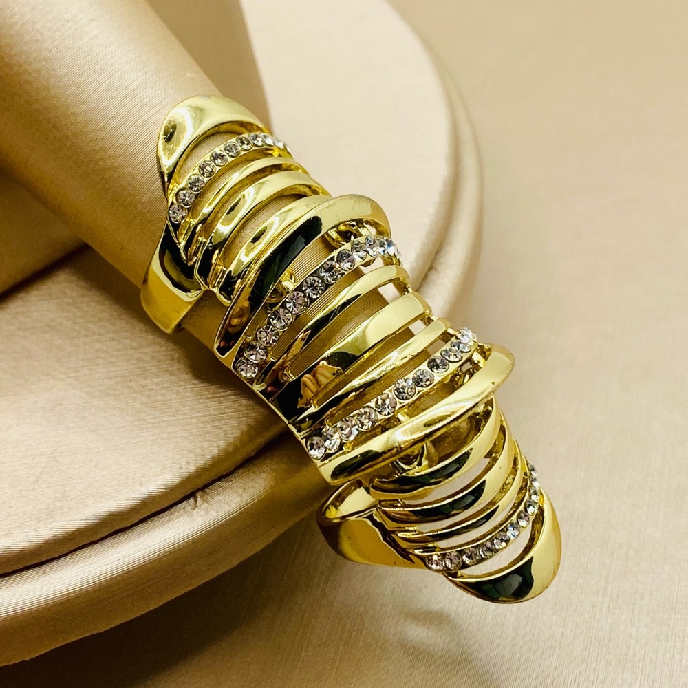 NWOT Fashion Yellow Gold Plated CZ Knuckle Finger Ring